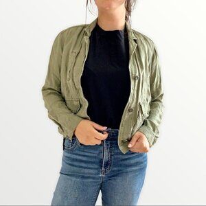 Madewell League Cargo Linen Utility Jacket Size XS